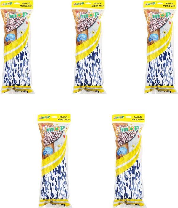 Elmop PM02 Yedek Vidalı Mop Paspas Püskül Ucu - Pamuklu Mikrofiber İpli Mop Yedeği Başlığı - 5 Adet - Image 1