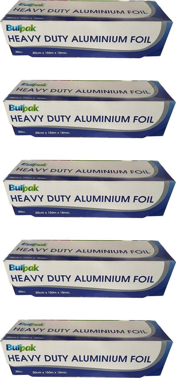 Burpak Heavy Duty Ağır Hizmet Tipi Alüminyum Folyo - 30 Cm. x 150 Metre - 18 Mikron - 5 Paket - Image 1