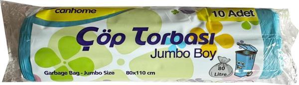 Canhome Jumbo Boy - Mavi - 210 Gr. - 80x110 Cm. - 80 Litre Çöp Torbası Poşeti - 10 Adetlik 1 Rulo - Image 1
