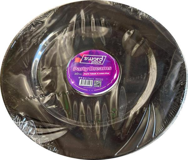Kullan At Parti Davet Sunum Servis Plastik Sert Mika Tabak - 26 Cm. - Siyah - 6 Adetlik Paket - Image 1