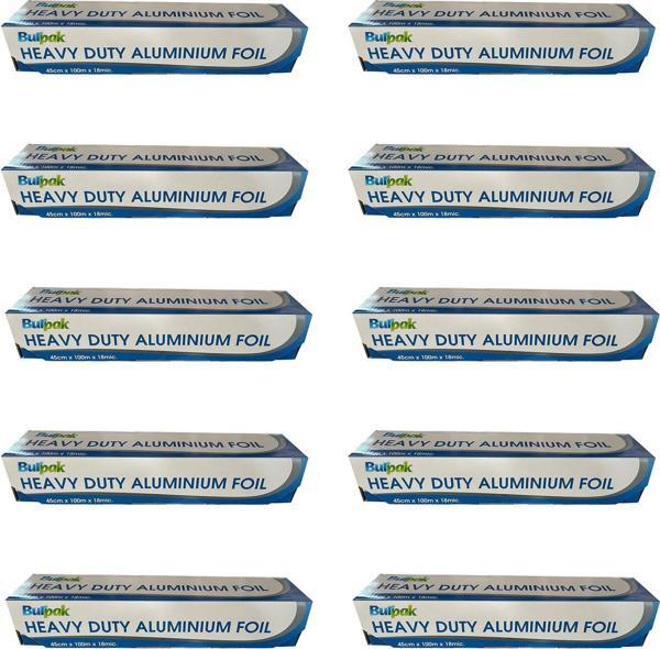 Burpak Heavy Duty Ağır Hizmet Tipi Alüminyum Folyo - 45 Cm. x 100 Metre - 18 Mikron - 10 Paket - Image 1