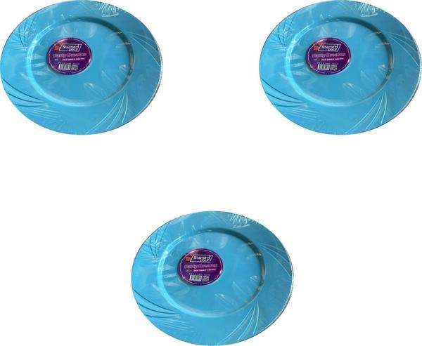Kullan At Parti Davet Sunum Servis Plastik Sert Mika Tabak - 26 Cm. - Turkuaz - 6 Adetlik 3 Paket - Image 1