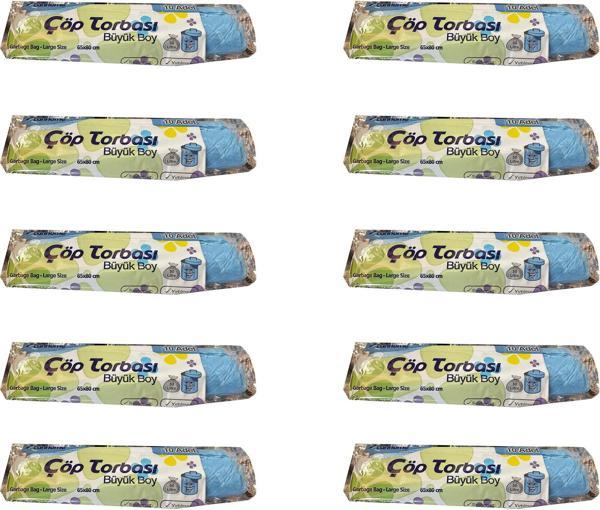 Canhome Mavi Büyük Boy Battal 65x80 Cm. 30 Litre Çöp Torbası Poşeti - 10 Adetlik 10 Rulo - Image 1