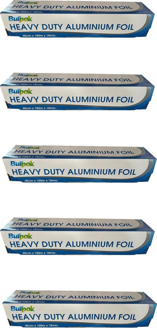 Burpak Heavy Duty Ağır Hizmet Tipi Alüminyum Folyo - 45 Cm. x 100 Metre - 18 Mikron - 5 Paket - Image 1