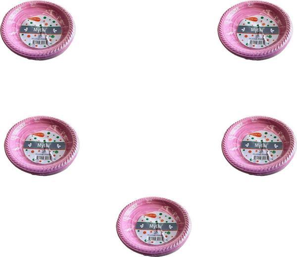 Kullan At Renkli Pembe Parti Davet Plastik Tabak - 17 Cm. - 25 Adetlik 5 Paket - Image 1