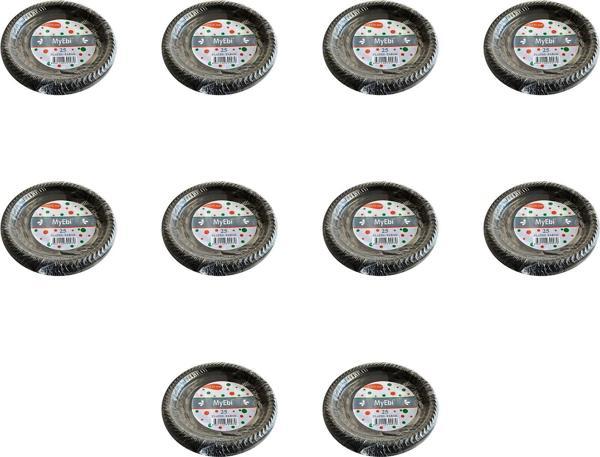Kullan At Renkli Siyah Parti Davet Plastik Tabak - 17 Cm. - 25 Adetlik 10 Paket - Image 1