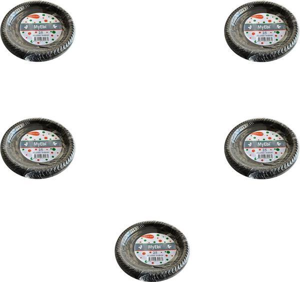 Kullan At Renkli Siyah Parti Davet Plastik Tabak - 17 Cm. - 25 Adetlik 5 Paket - Image 1