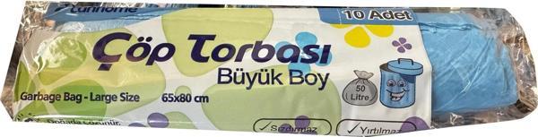 Canhome Mavi Büyük Boy Battal 65x80 Cm. 30 Litre Çöp Torbası Poşeti - 10 Adetlik Rulo - Image 1
