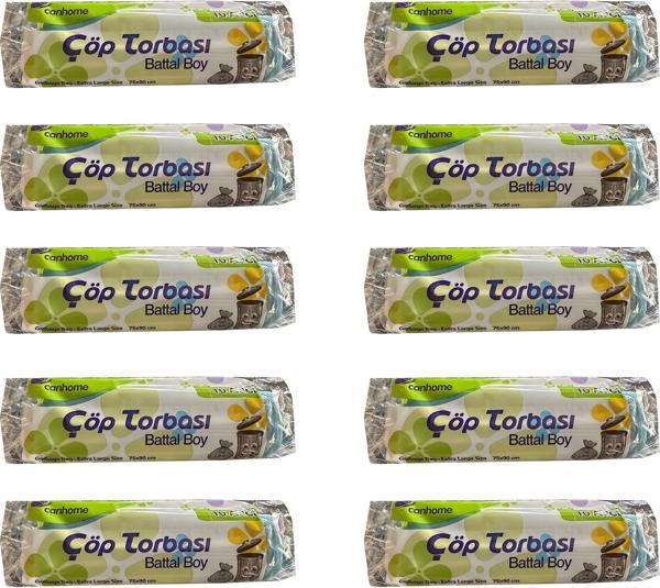 Canhome Mavi Büyük Boy Battal 75x90 Cm. 30 Litre Çöp Torbası Poşeti - 10 Adetlik 10 Rulo - Image 1