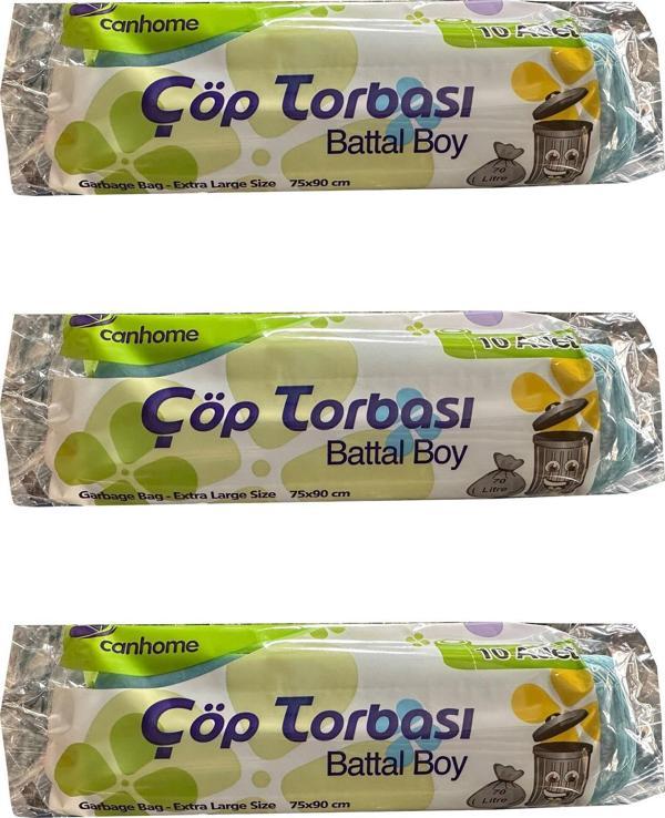 Canhome Mavi Büyük Boy Battal 75x90 Cm. 30 Litre Çöp Torbası Poşeti - 10 Adetlik 3 Rulo - Image 1