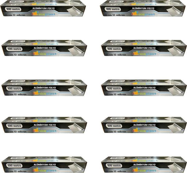 Niceplast Alüminyum Folyo - 45 Cm. x 100 Metre - 12 Mikron - 10 Paket - Image 1