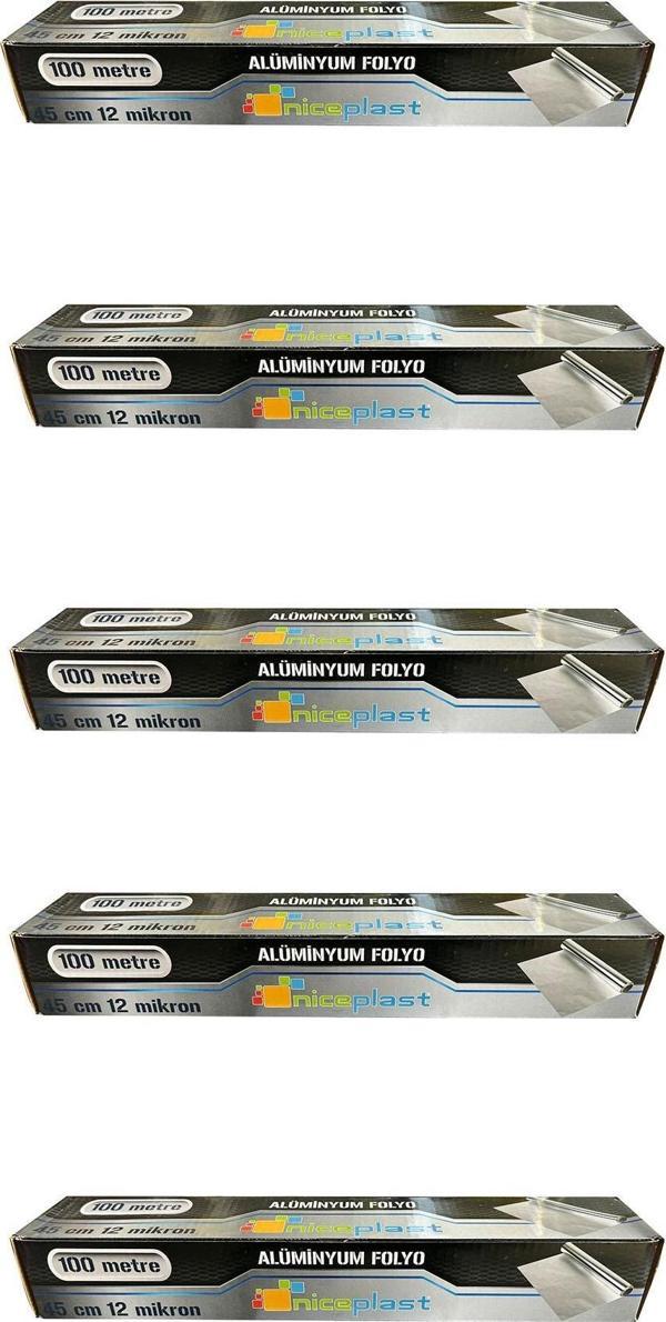 Niceplast Alüminyum Folyo - 45 Cm. x 100 Metre - 12 Mikron - 5 Paket - Image 1