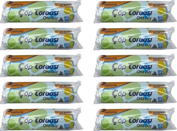 Canhome Mavi Orta Boy 55x60 Cm. 30 Litre Çöp Torbası Poşeti - 20 Adetlik 10 Rulo - Image 1