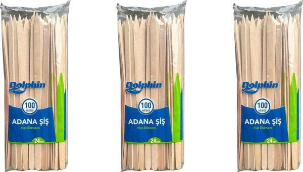 Dolphin Bambu Ahşap Adana Çöp Şiş - 24 Cm. - 100'lü 3 Paket - Image 1
