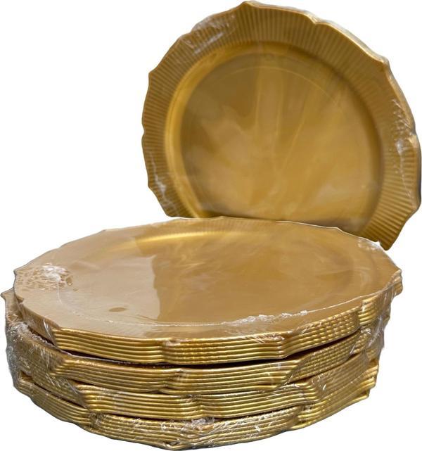 Omeyva Davet Parti Sunum Doğum Günü Altın Renkli Sert Plastik Mika Tabak - 22 Cm. -6 Adetlik 5 Paket - Image 1