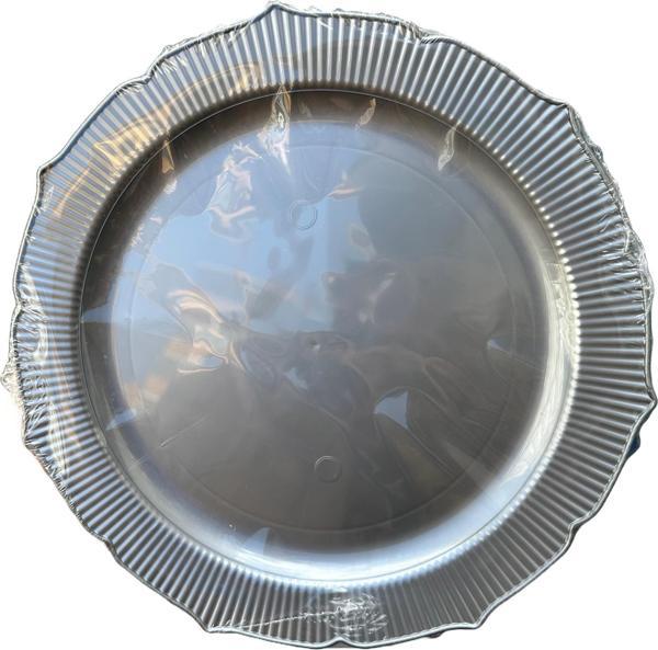 Omeyva Davet Parti Sunum Doğum Günü Gümüş Renkli Sert Plastik Mika Tabak - 22 Cm. - 6 Adetlik Paket - Image 1