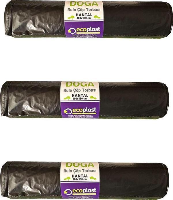 Ecoplast 240 Litre Siyah Hantal Konteyner Çöp Torbası - 100 x 150 Cm. - 600 Gr. - 10 Adetlik 3 Rulo - Image 1
