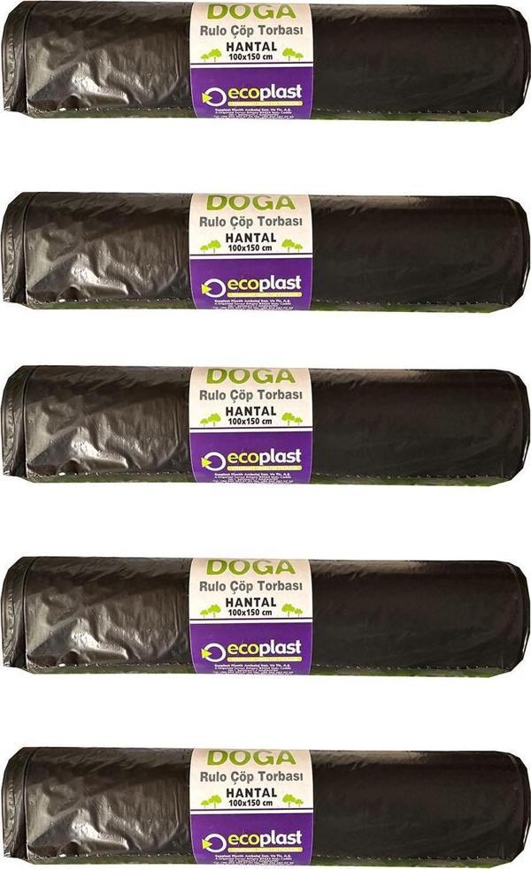 Ecoplast 240 Litre Siyah Hantal Konteyner Çöp Torbası - 100 x 150 Cm. - 600 Gr. - 10 Adetlik 5 Rulo - Image 1