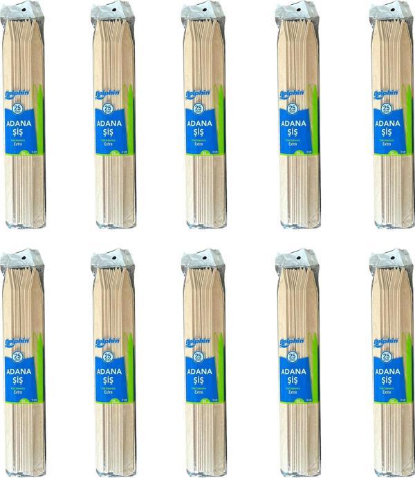Dolphin Bambu Ahşap Adana Çöp Şiş - Boy : 35 Cm. / En : 2 Cm. - 25 Adetlik 10 Paket - Image 1