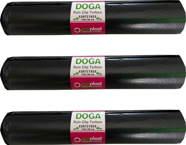 Ecoplast 240 Litre Siyah Hantal Konteyner Çöp Torbası - 120 x 150 Cm. - 700 Gr. - 10 Adetlik 3 Rulo - Image 1