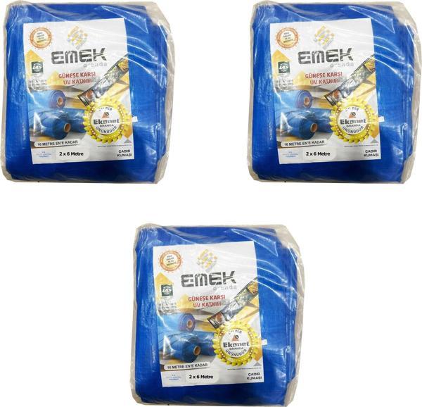 Emek Çadır Kumaşı Branda Tente UV Güneşlik Gölgelik Koruma Yağmur Su Geçirmez - 2x6 Metre - 3 Paket - Image 1