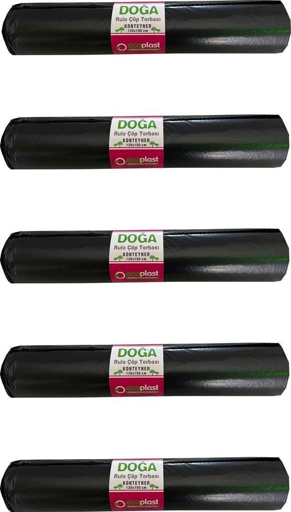 Ecoplast 240 Litre Siyah Hantal Konteyner Çöp Torbası - 120 x 150 Cm. - 700 Gr. - 10 Adetlik 5 Rulo - Image 1