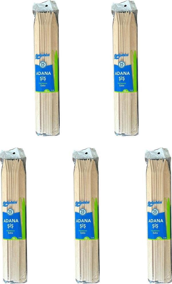 Dolphin Bambu Ahşap Adana Çöp Şiş - Boy : 35 Cm. / En : 2 Cm. - 25 Adetlik 5 Paket - Image 1