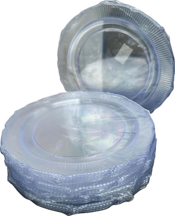 Omeyva Davet Parti Sunum Doğum Günü Şeffaf Sert Plastik Mika Tabak - 22 Cm. -6 Adetlik 5 Paket - Image 1
