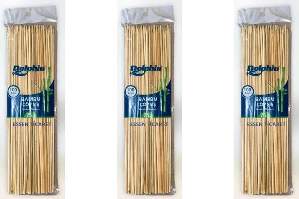 Dolphin Bambu Ahşap Çöp Şiş - 25 Cm. - 100 lü 3 Paket - Image 1