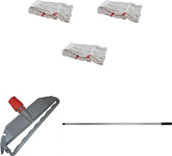 Cod-Ex Geniş Islak Paspas Mop Takımı Seti - 3 Adet Geniş Islak Mop Başlığı  + Metal Sap + Mop Tutucu - Image 1
