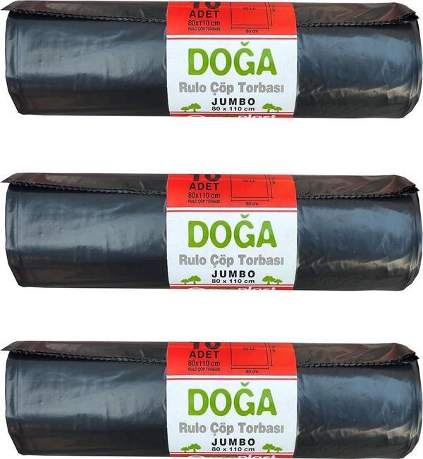 Ecoplast Battal Boy Çöp Torbası Poşeti - 500 Gr. - 90 Litre - 80 x 110 Cm / 10 Adetlik 3 Rulo - Image 1