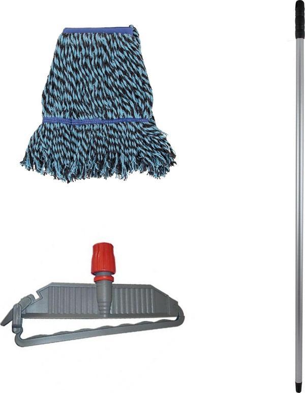 Cod-Ex Geniş Yedek Islak Mop Paspas Takımı - 25 Cm. 500 Gr. Islak Mop + Mop Tutucu + Metal Vidalı Sap - Image 1