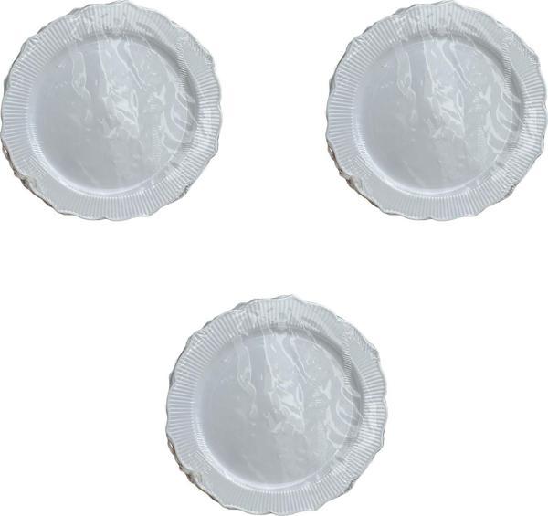 Parti Davet Piknik Doğum Günü Sert Plastik Mika Tabak - Beyaz - 18 Cm. - 6'lı 3 Paket - Image 1