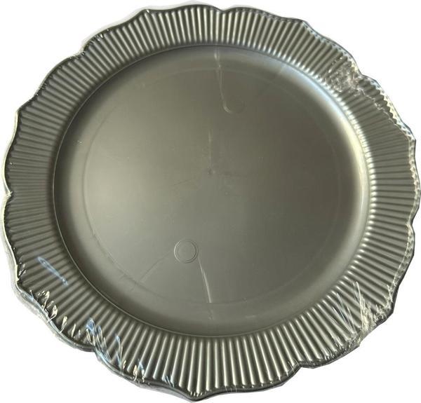 Parti Davet Piknik Doğum Günü Sert Plastik Mika Tabak - Gri - 18 Cm. - 6'lı Paket - Image 1