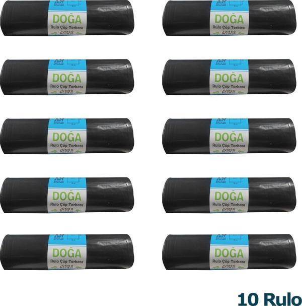 Ecoplast Jumbo Boy Siyah Çöp Torbası Poşeti - 300 Gr. - 90 Litre - 80 x 110 Cm / 10 Adetlik 10 Rulo - Image 1