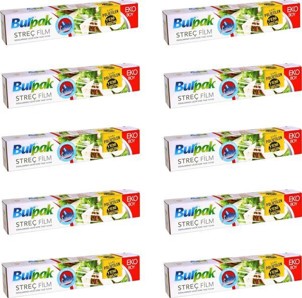 Burpak Sarı Şeffaf Mutfak Rulo Streç Film Folyo - 45 Cm. x 166 Metre - 9 Mikron - Gıdaya Uygun - 10 Paket - Image 1