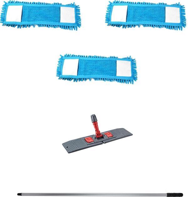 Makarna Şönil Kuru Nemli Palet Tablet Mop Yedek Seti Takımı - 3 ad Mop + Mop Tutucu + Sap - 40 Cm. - Image 1