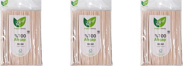 Roll-Up Doğaya Dönüş Ekolojik Doğal Doğa Dostu %100 Ahşap Bıçak - 16 Cm. - 50'li 3 Paket  - Image 1
