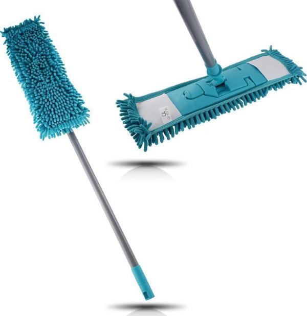 Makarna Şönil Kuru Nemli Palet Tablet Mop Yedek Seti Takımı - 3 ad Mop + Mop Tutucu + Sap - 50 Cm. - Image 1