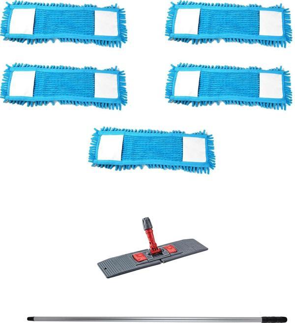 Makarna Şönil Kuru Nemli Palet Tablet Mop Yedek Seti Takımı - 5 ad Mop + Mop Tutucu + Sap - 40 Cm. - Image 1