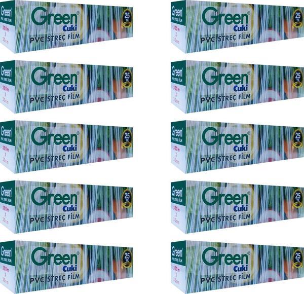 Green PVC Streç Film Folyo - Gıdaya Uygun - 9 Mikron - 30 x 300 Metre - 10 Paket - Image 1