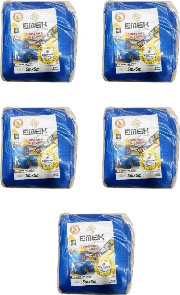 Emek Çadır Kumaşı Branda Tente UV Güneşlik Gölgelik Koruma Yağmur Su Geçirmez - 5x5 Metre - 5 Paket - Image 1