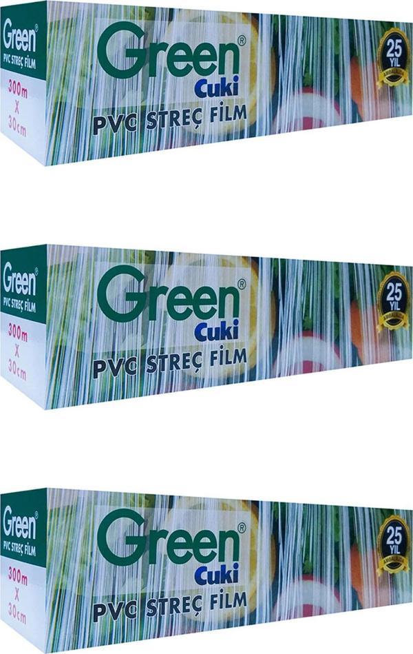 Green PVC Streç Film Folyo - Gıdaya Uygun - 9 Mikron - 30 x 300 Metre - 3 Paket - Image 1