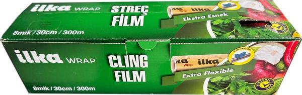 İlka Şeffaf Mutfak Rulo Streç Film Folyo - 30 Cm. x 300 Metre - Gıdaya Uygun - Image 1