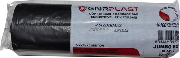 GNR Endüstriyel Jumbo Çöp Torbası Poşeti - 2 Kat - Siyah - 400 Gr. - 80x110 Cm. - 10 Adetlik 1 Rulo - Image 1