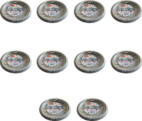 Roll-Up Kullan At Renkli Gri Parti Davet Plastik Tabak - 22 Cm. - 25 Adetlik 10 Paket - Image 1