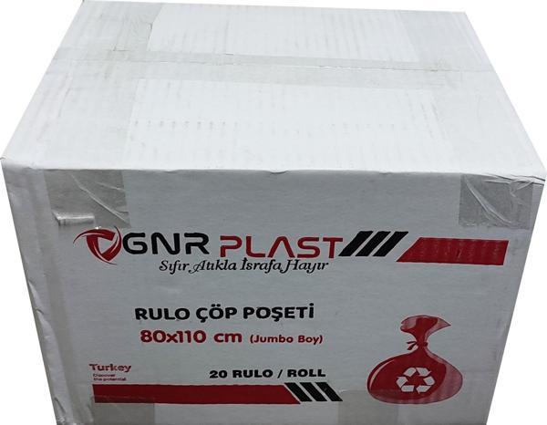 GNR Endüstriyel Jumbo Çöp Torbası Poşeti - 2 Kat - Siyah - 400 Gr. - 80x110 Cm. -10x20 Rulo / Koli - Image 1