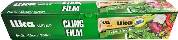İlka Şeffaf Mutfak Rulo Streç Film Folyo - 45 Cm. x 300 Metre - Gıdaya Uygun - 1 Paket - Image 1