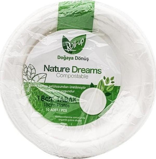 Roll-Up Nature Ekolojik Karton Kağıt Parti Tek Kullanımlık Tabak - 18 Cm. - 50 Adetlik 1 Paket - Image 1