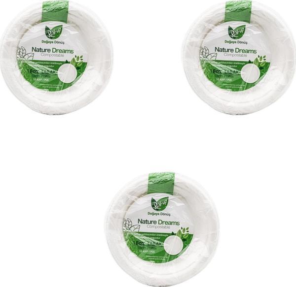 Roll-Up Nature Ekolojik Karton Kağıt Parti Tek Kullanımlık Tabak - 18 Cm. - 50 Adetlik 3 Paket - Image 1